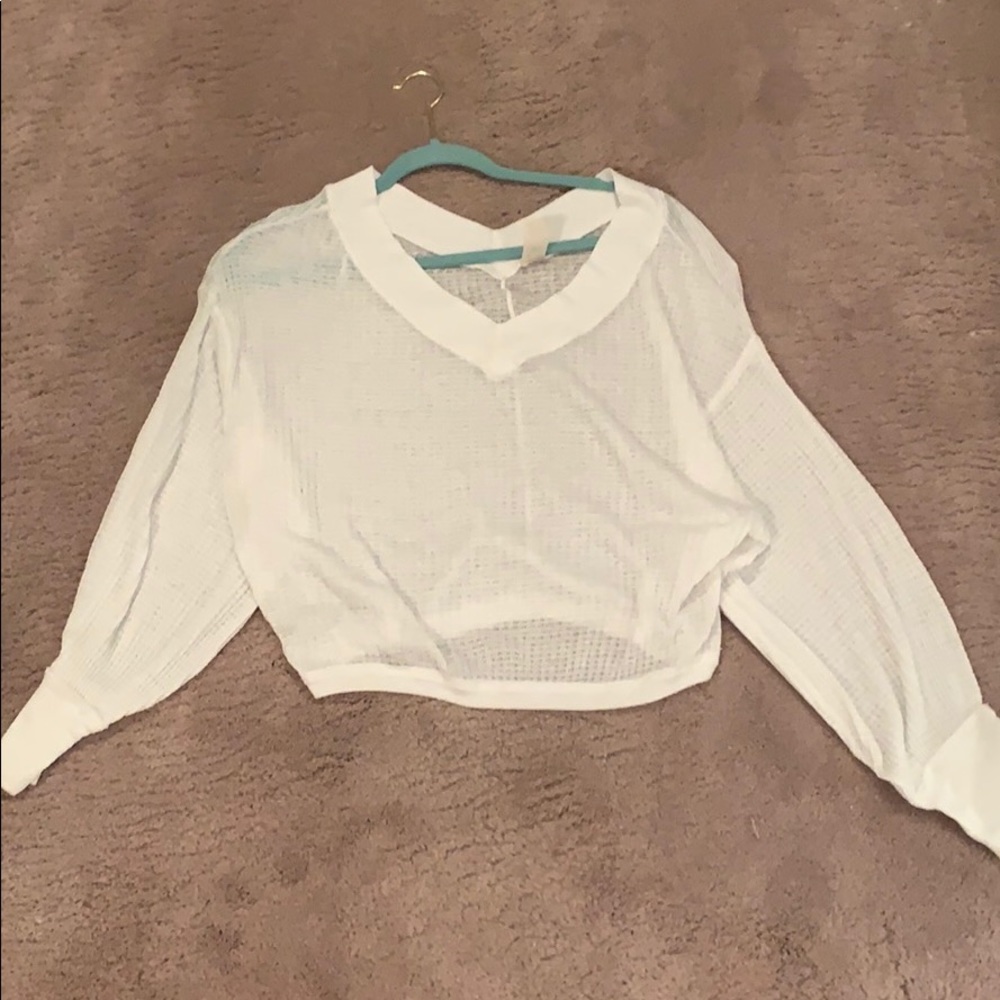 Free People Long Sleeve White Top